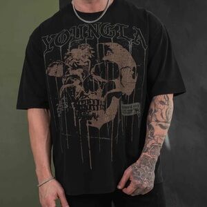Youngla Floral Skull Tee Black Large